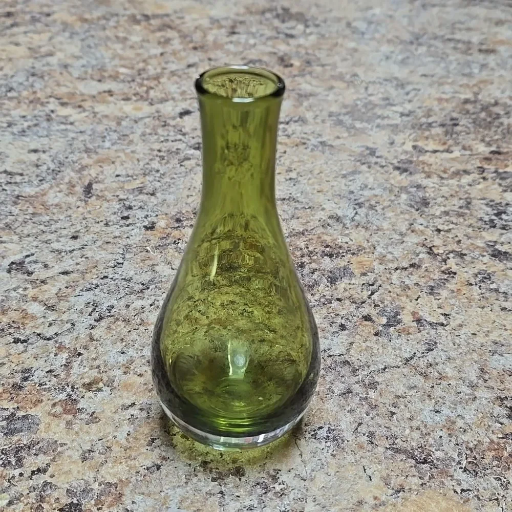 Green  Glass Bud Vase - small